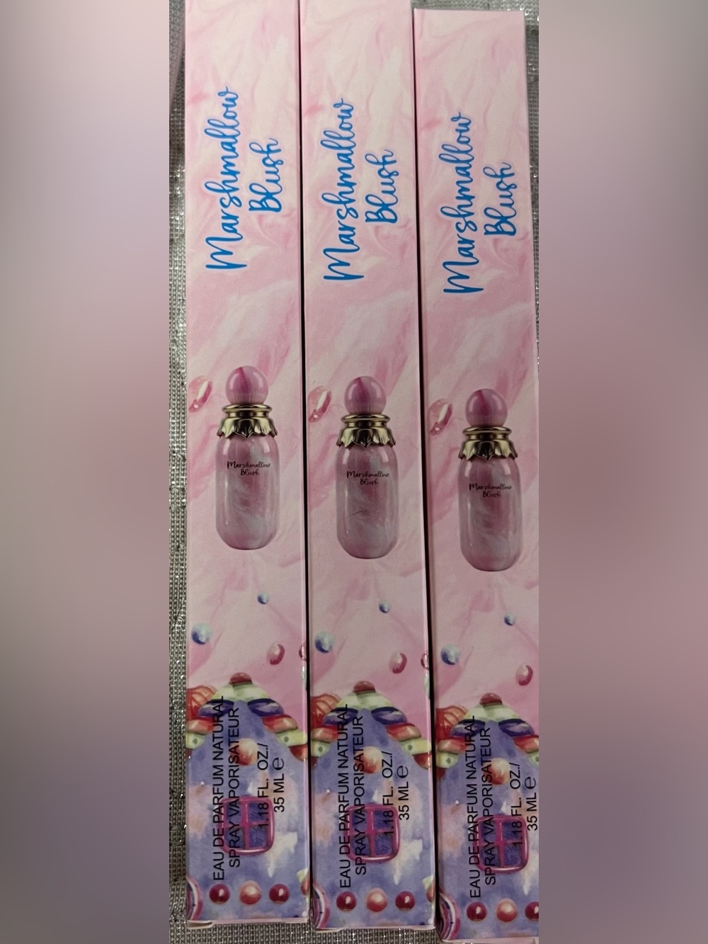 Lot Of 3 Marshmallow Blush Eau De Parfum Viral Perfumes 35ml Travel Spray Yara